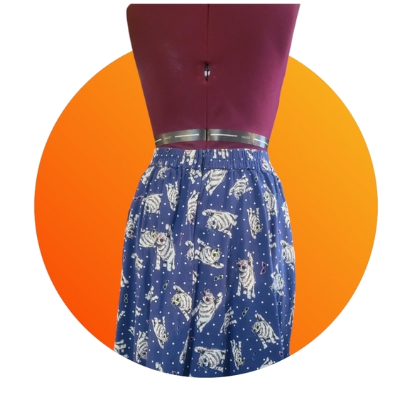 Full, Swing Skirt, Blue, Cats With Sunglasses, Pockets, XL - Picture 2 of 8